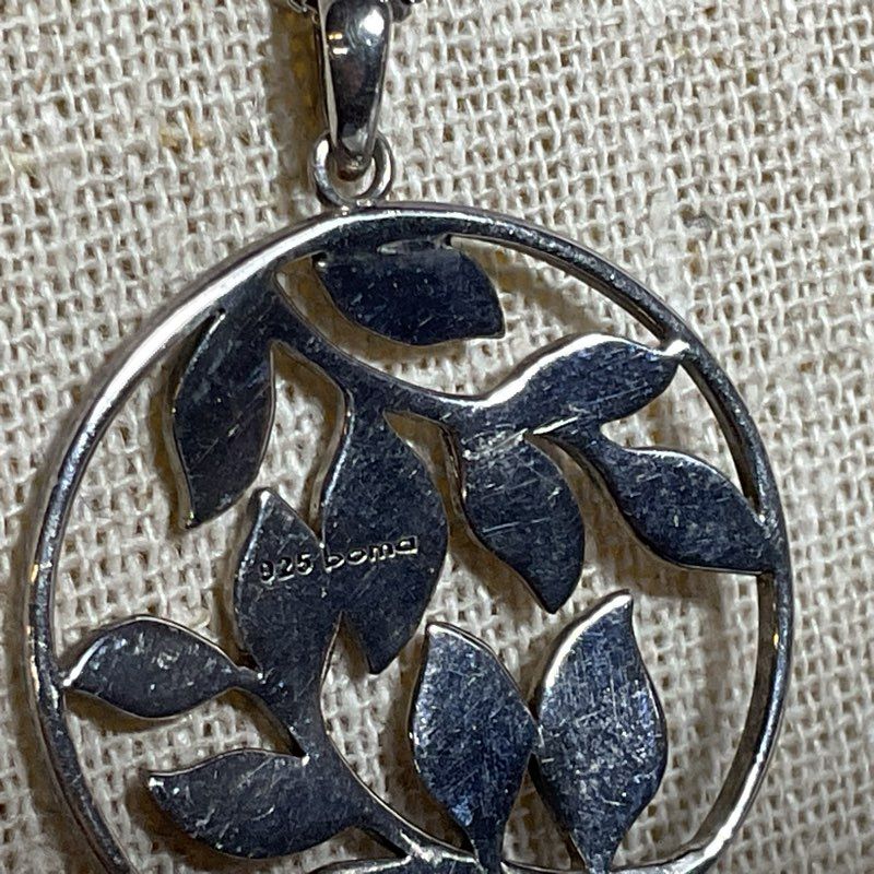 BOMA Sterling Silver Marcasite Pendant Box Chain 18" Necklace- 5.49g