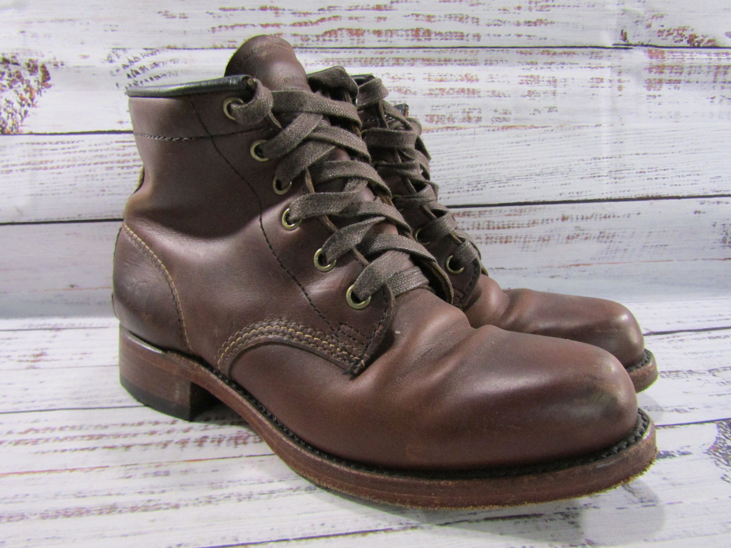 Frye Women's Brown Leather Ankle Lace Boots Size 6 B