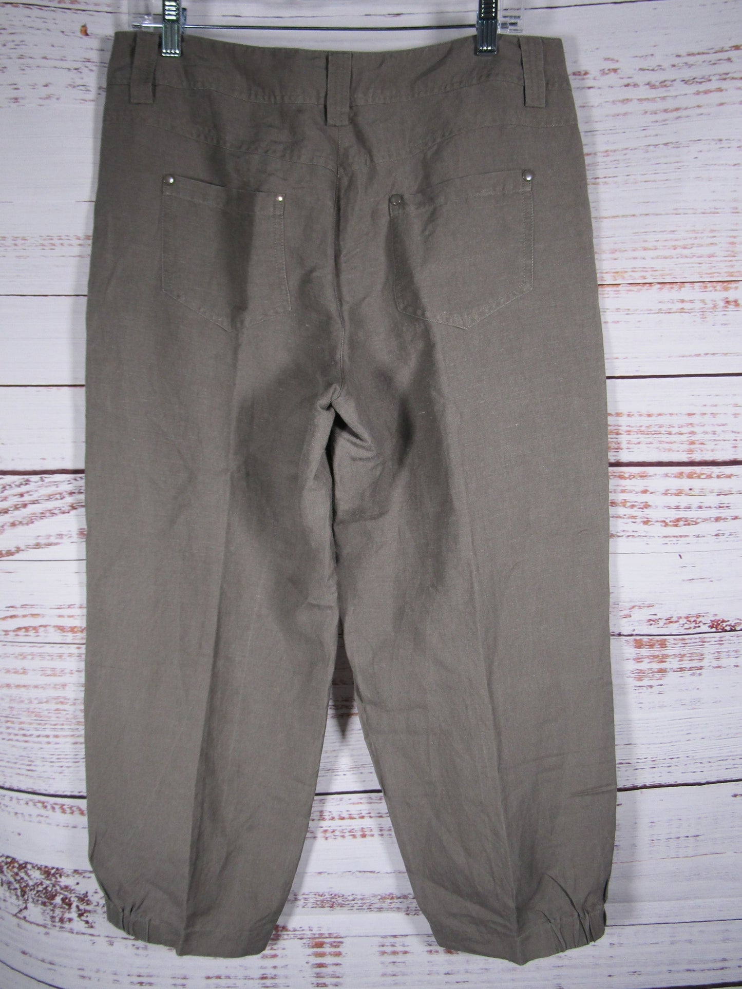 Sandro Women's Green Linen Blend Cropped Pants Size 10