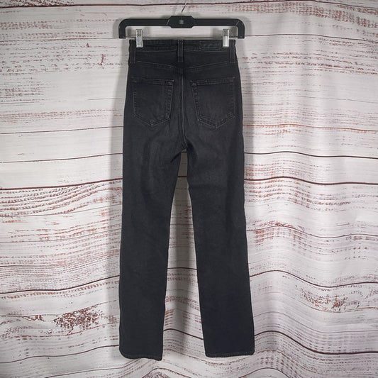 Adriano Goldschmied AG Alexxis High Rise Straight Leg Faded Black Jeans Size 24R