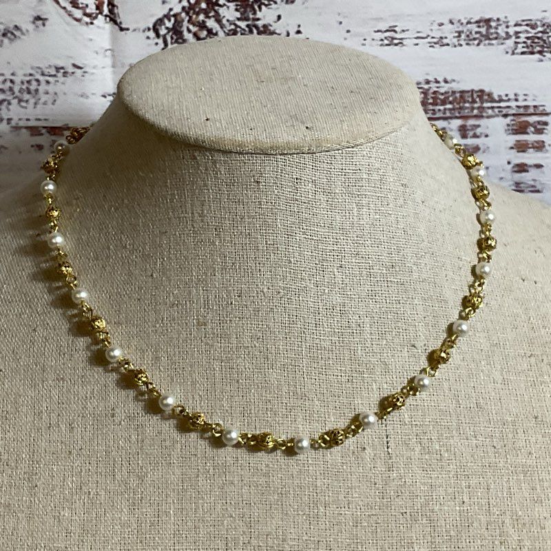 NAPIER Gold Tone & Faux Pearl 17" Necklace