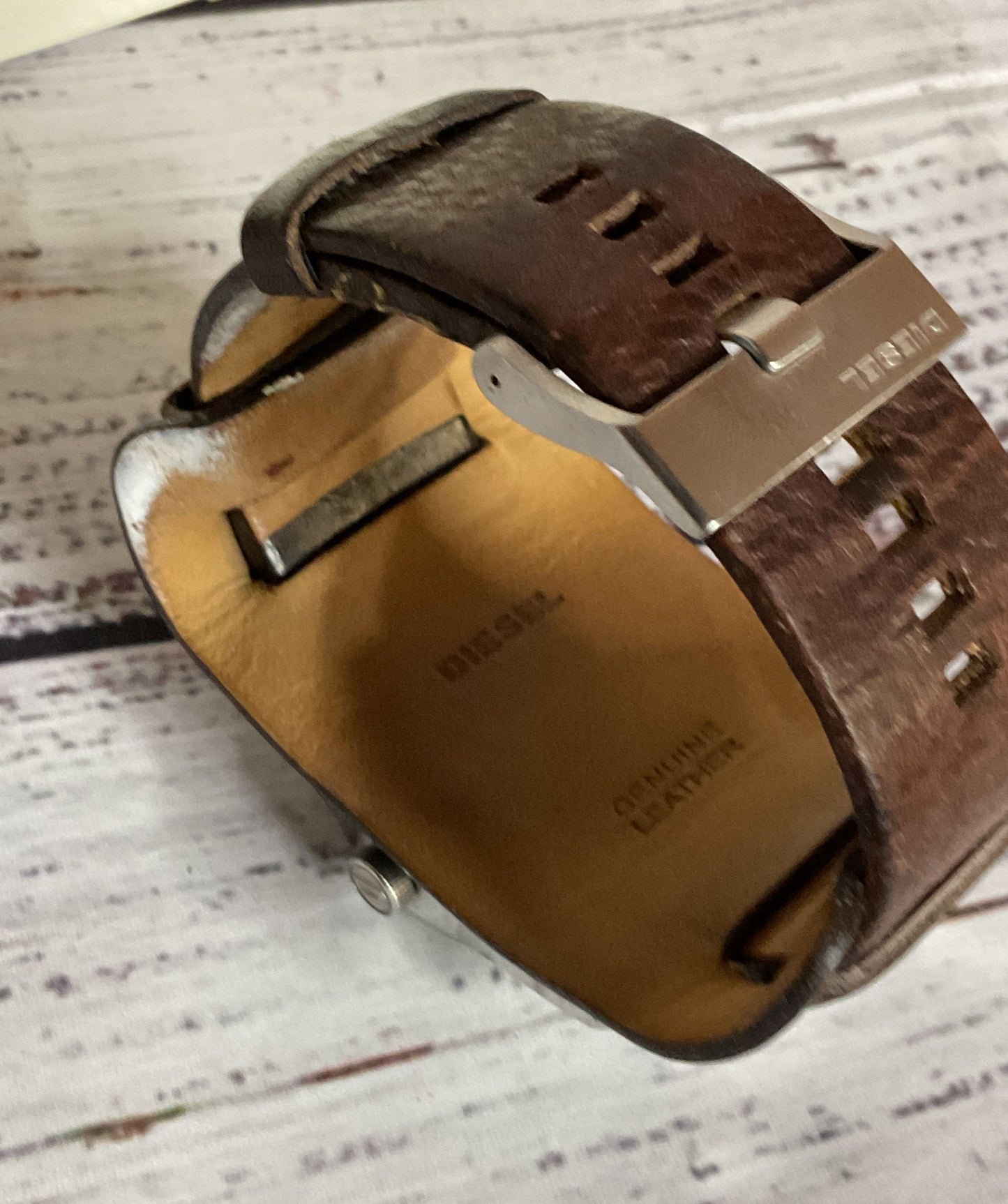 DIESEL 10 Bar DZ-1213 Stainless Steel Brown Leather Band Watch