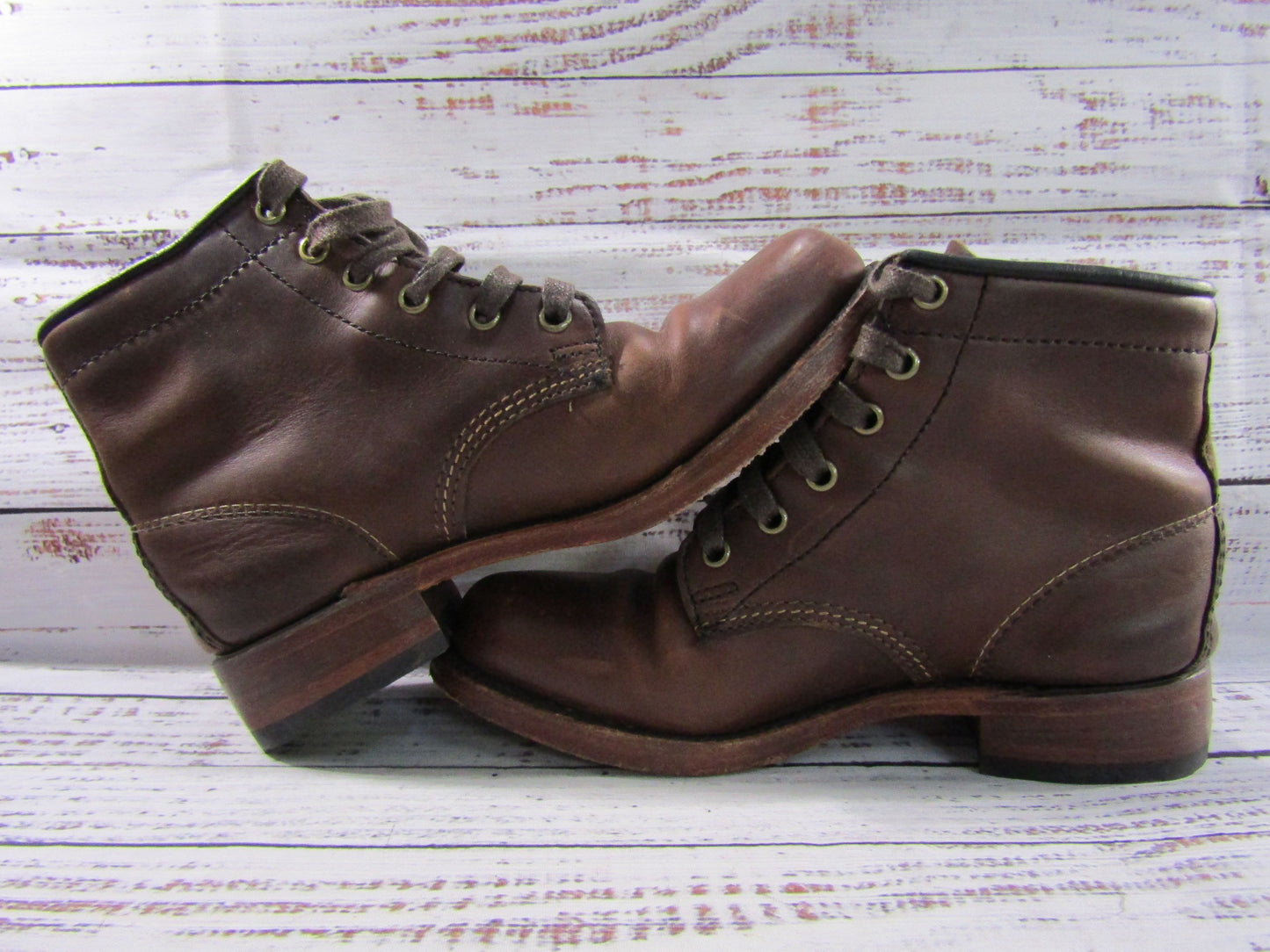 Frye Women's Brown Leather Ankle Lace Boots Size 6 B