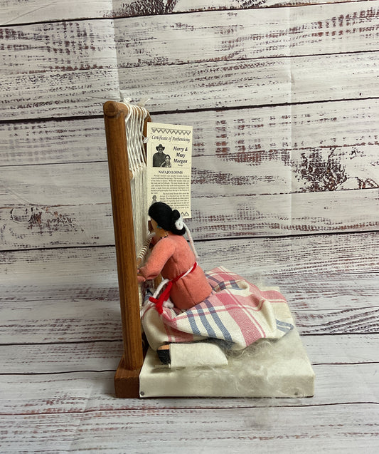 Harry And Mary Morgan Traditional Navajo Loom Weaver Female and Baby Figurine