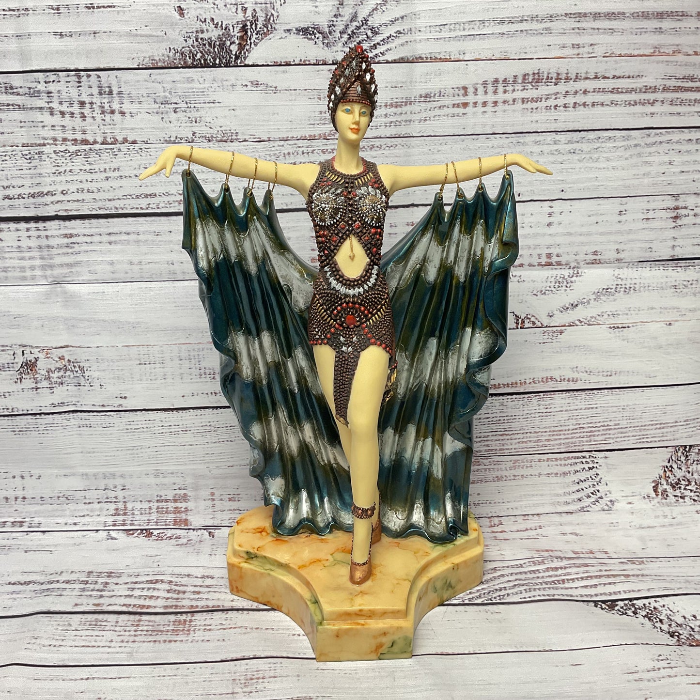 Art Deco Style 7 Veils Dancer Resin Statue 15" Sculpture