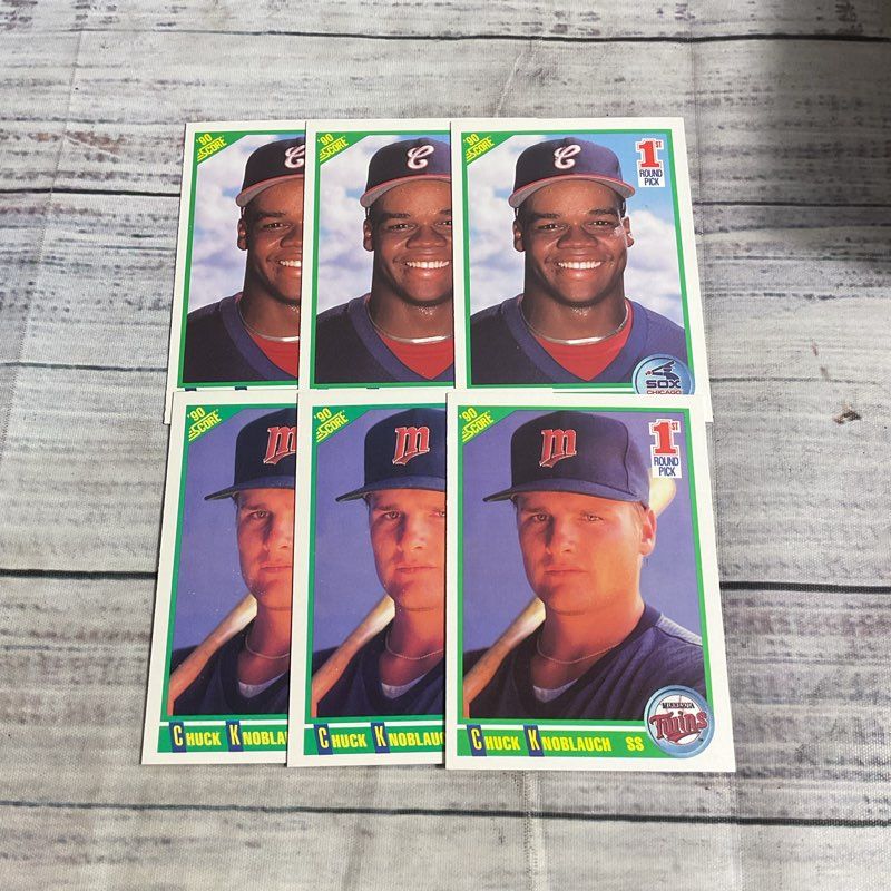 Lot Of 6 Score 1990 1st Round VTG Baseball Cards Frank Thomas 663 Knoblauch 672