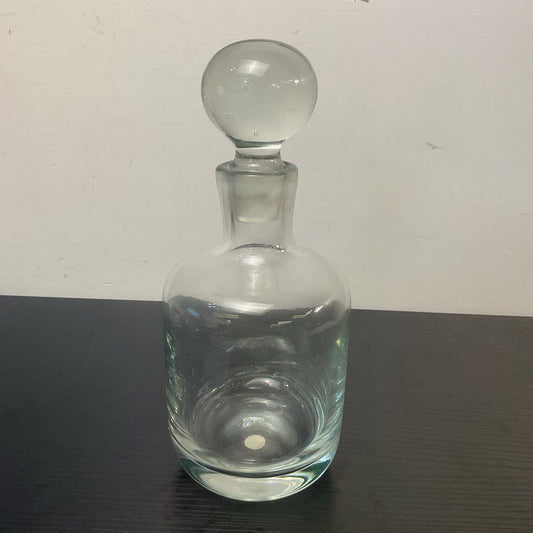 Clear Glass Decanter Bottle 10" Round Stopper Made in Romania