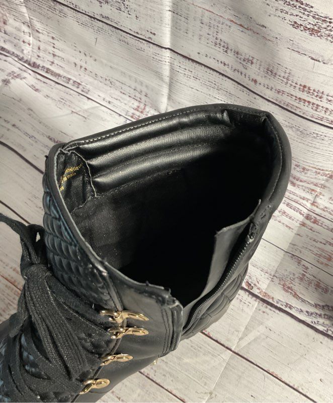 Women's Karl Lagerfeld Paris Pervot Quilted Black Leather Booties Size 10 M