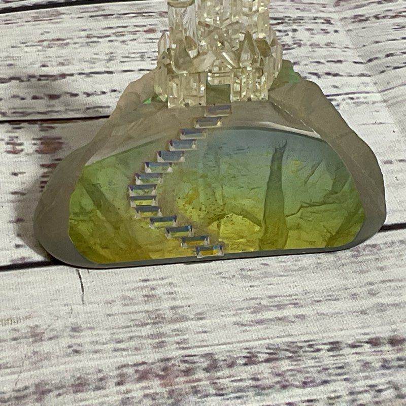 VTG. CRYSTAL WORLD Color Changing Rainbow Castle - 2.75" X 2.75"