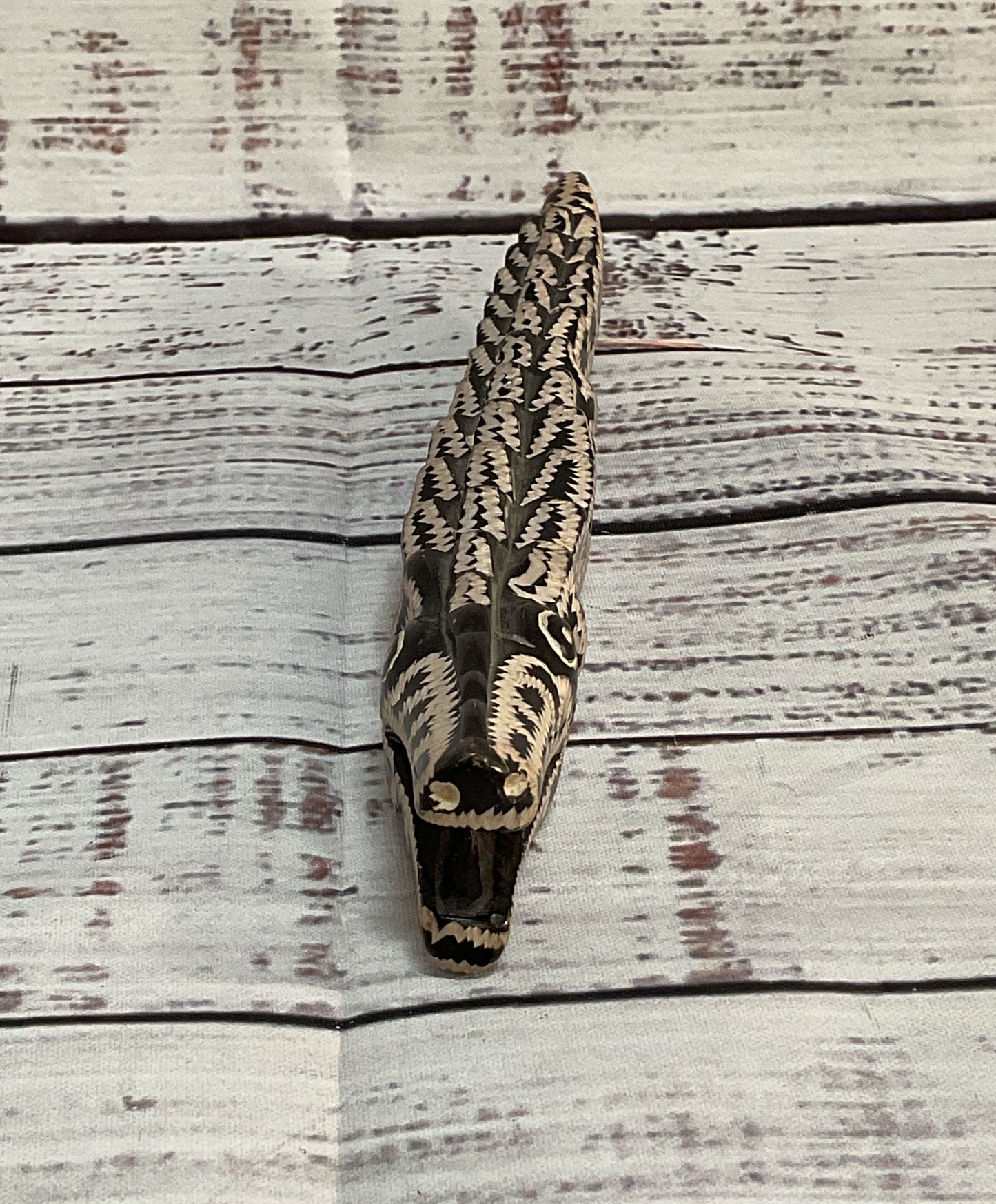 Vintage Soapstone Carved Alligator Figurine