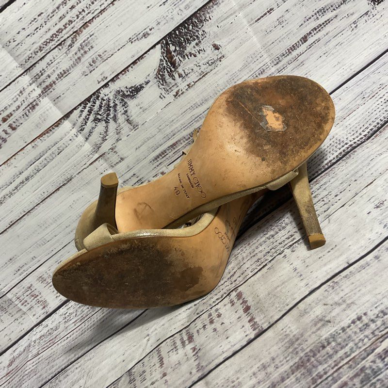 Jimmy Choo Suede Viola Tassle Beige Pump Heel Women's 10 US/40 IT