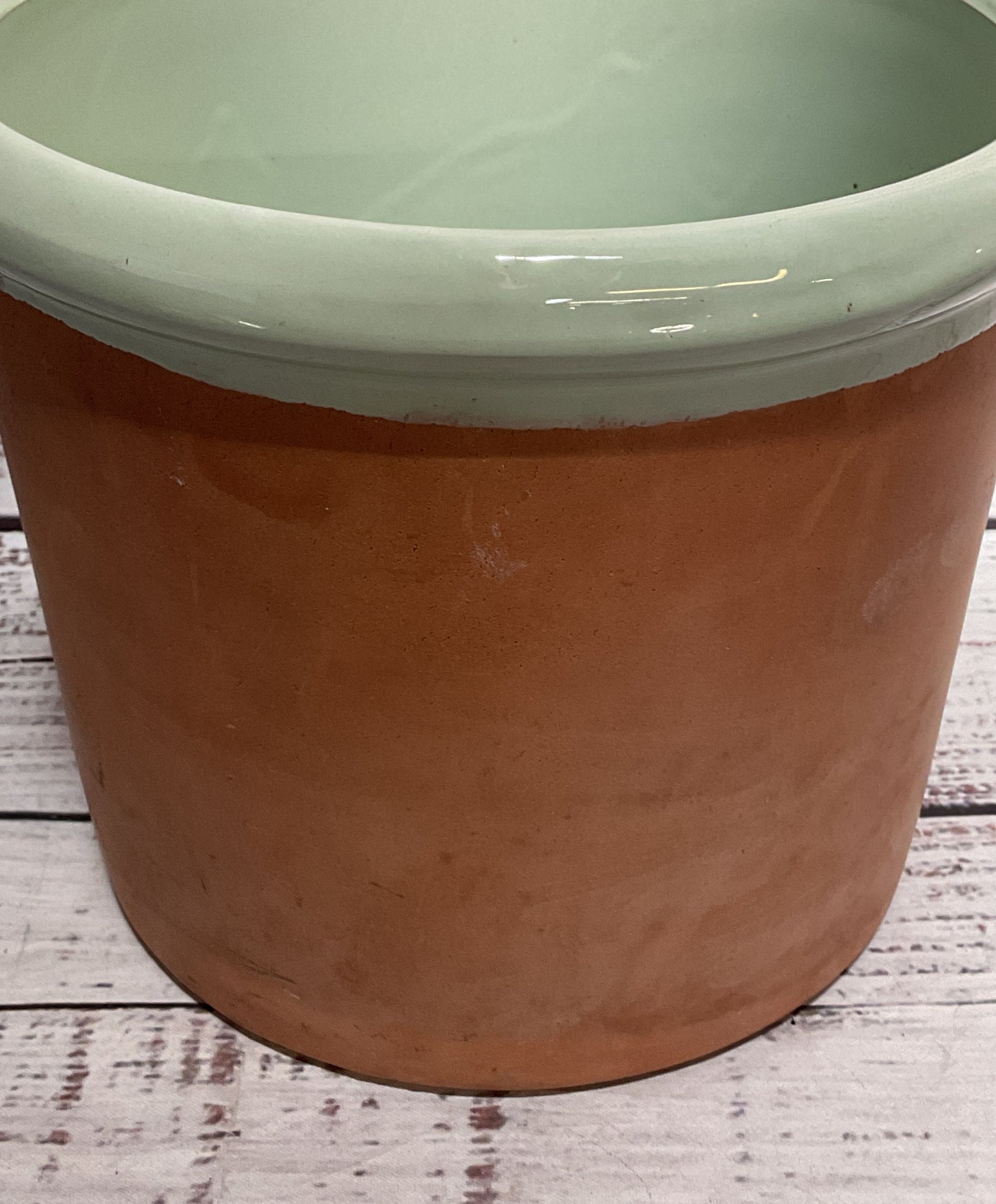 Modern Hand Made Medium Terracotta Container Green Brown