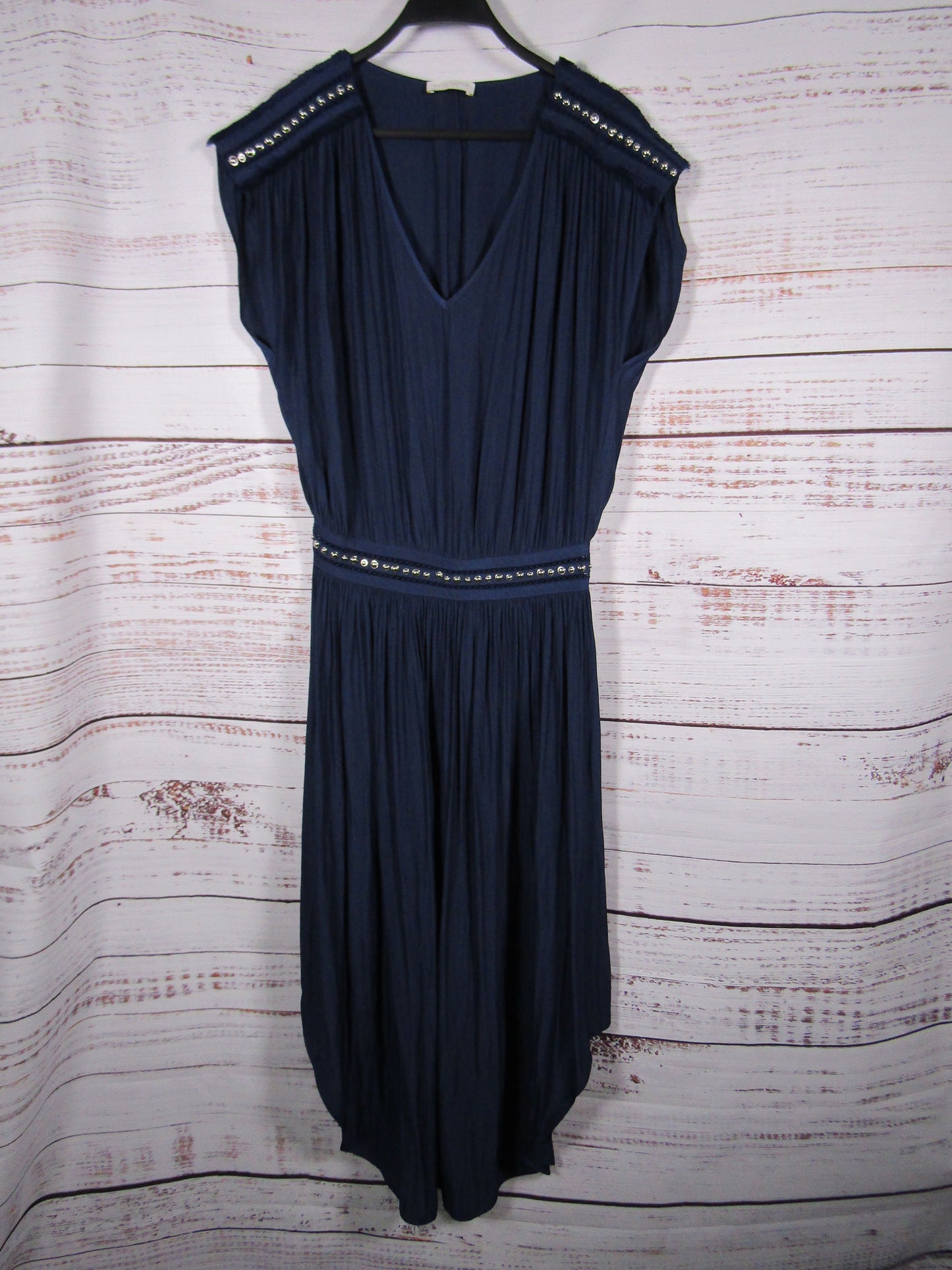 Ramy Brook Women's Blue Studded Accent Sleeveless Midi Dress Size M