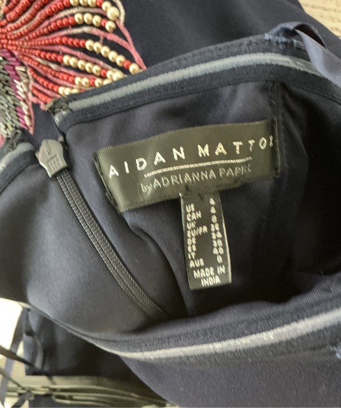 NWT Women's Aidan Mattox Navy Blue Strapless Beaded Dress Size 4 Retail $395
