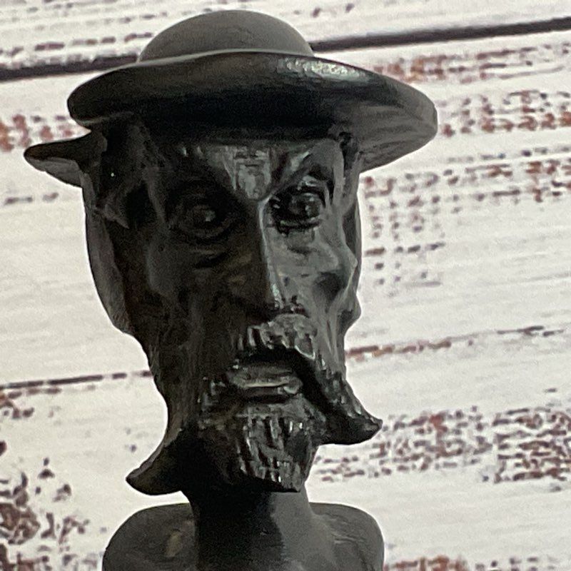 VTG. 18" Black Resin? Don Quijote Figural Sculpture- MISSING STICK