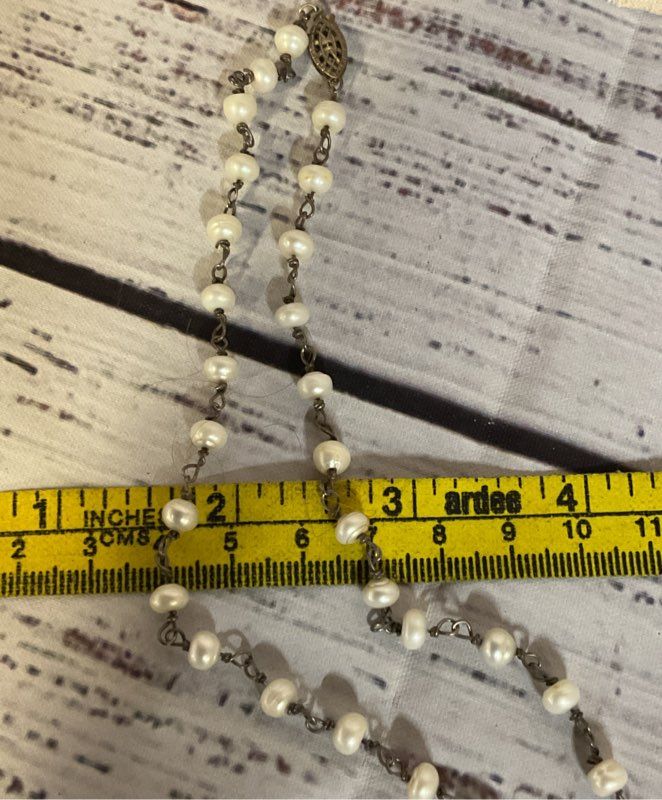 Sterling Silver Vintage Necklace Pearl Beaded