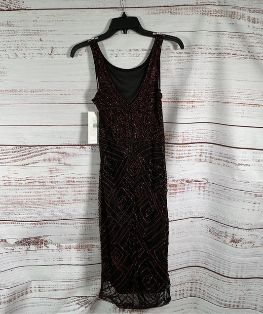 NWT Women's Theia Red & Black Beaded Dress Size 4 Retail $500 STUNNING!!