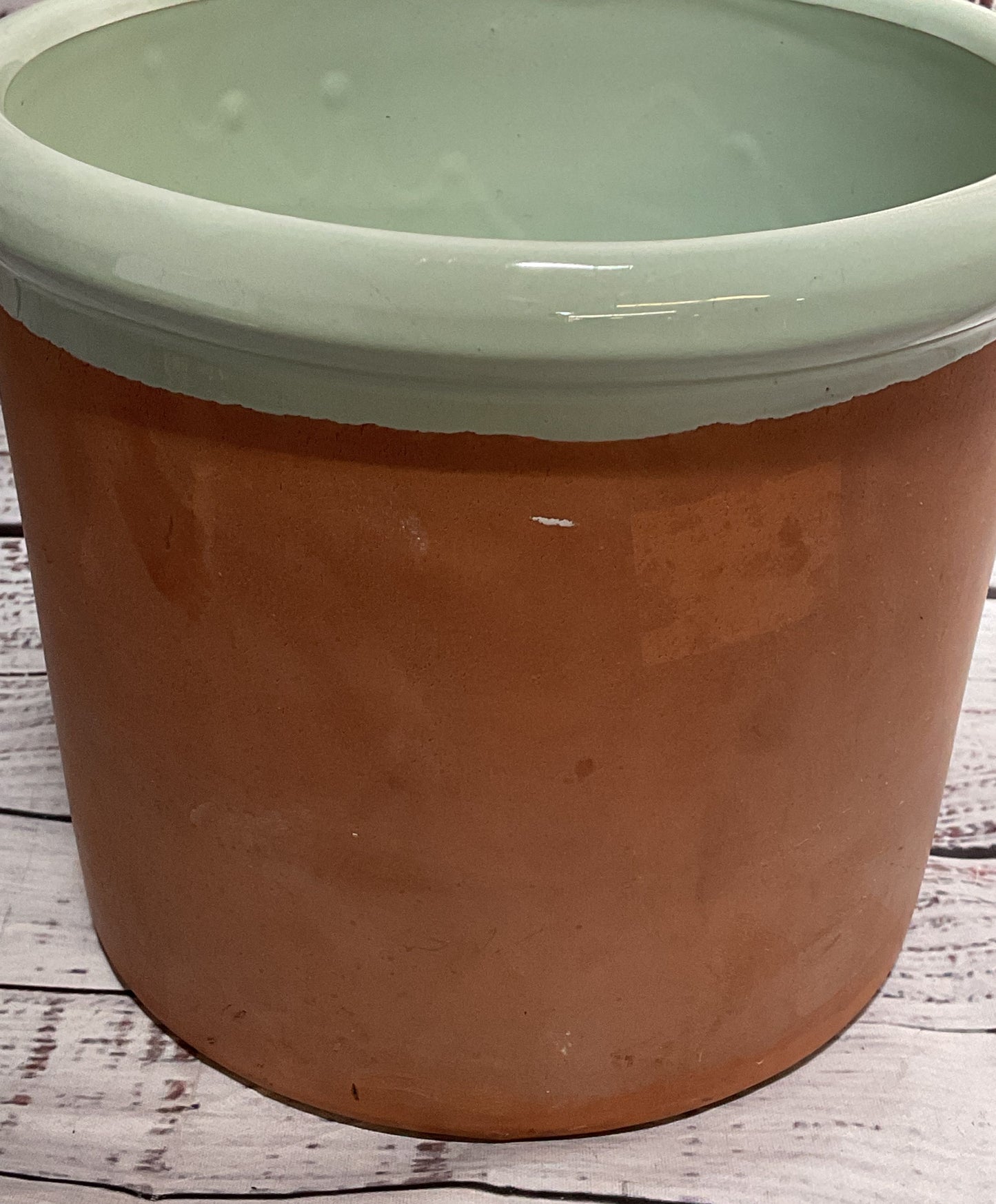 Modern Hand Made Medium Terracotta Container Green Brown