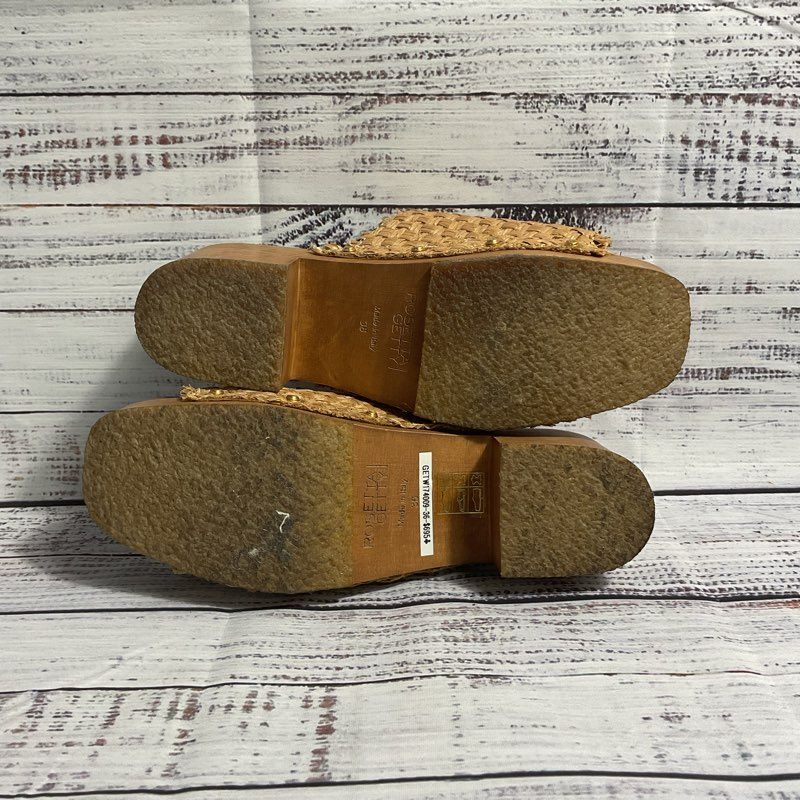 Rosetta Getty Brown Basketweave Clog Sandal Women's Size 6