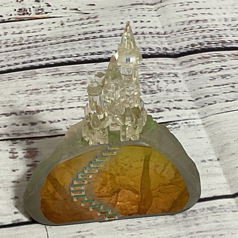 VTG. CRYSTAL WORLD Color Changing Rainbow Castle - 2.75" X 2.75"