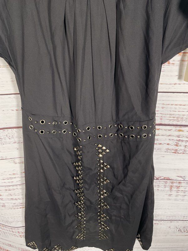NWT Women's Hale Bob Studded Silk Blend Flutter Shoulder Dress Size XS