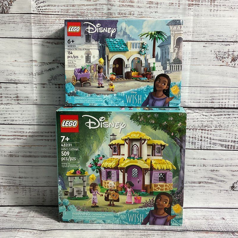 2 Lego x Disney Wish Building Sets City Of Rosas 43223 & Asha's Cottage 43231