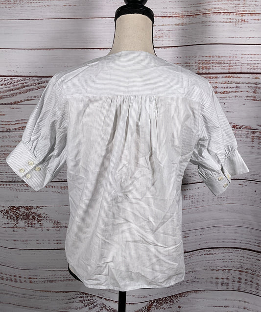 Frame The V Neck Pop Over Shirt Steel Blue Multi S