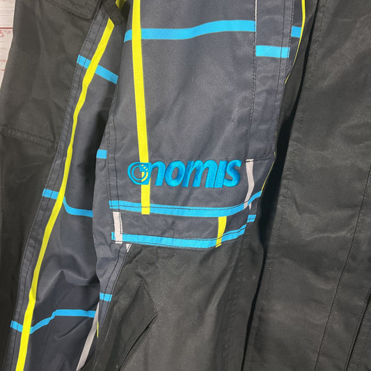 Nomis Black Yellow White Blue Stripes Ski Snow Jacket - Size L