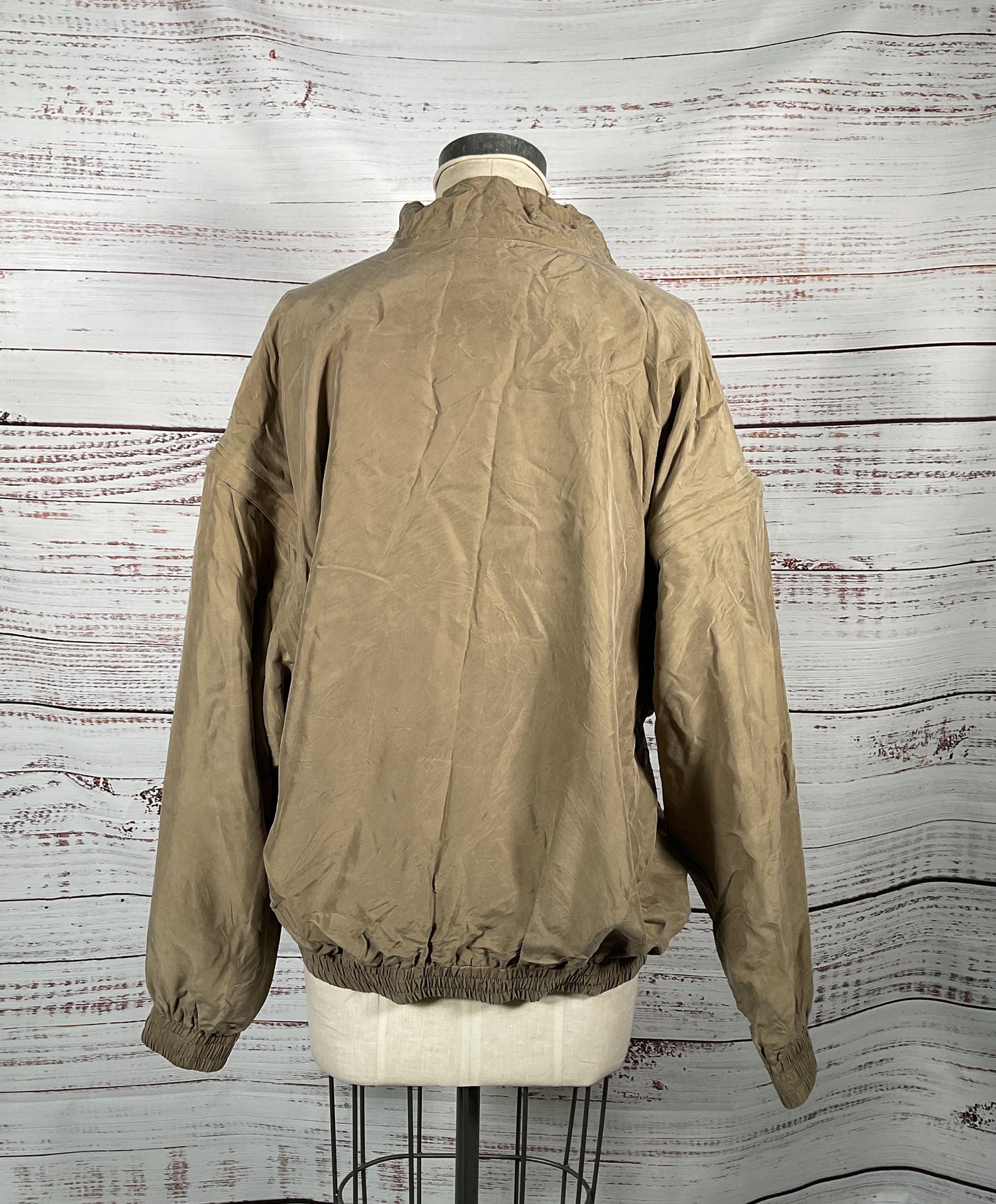 Bobby Chan Vintage Silk Quarter Zip Jacket Tan Large