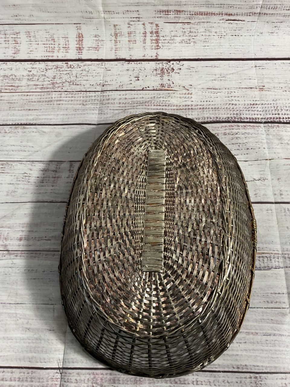 Vintage French Bakery Wire Bread Basket Tight Woven Silver Plate 10.5"x 7.5"