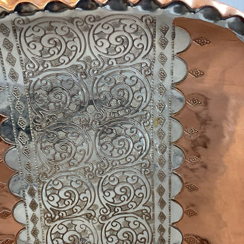 VTG. DAVID MIRO Copper & SilverPlate Decorative Hanging Plate- 7.5"
