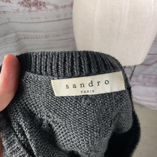 Sandro Gray Knit Merino Wool Blend Pullover Sweater - Size XS