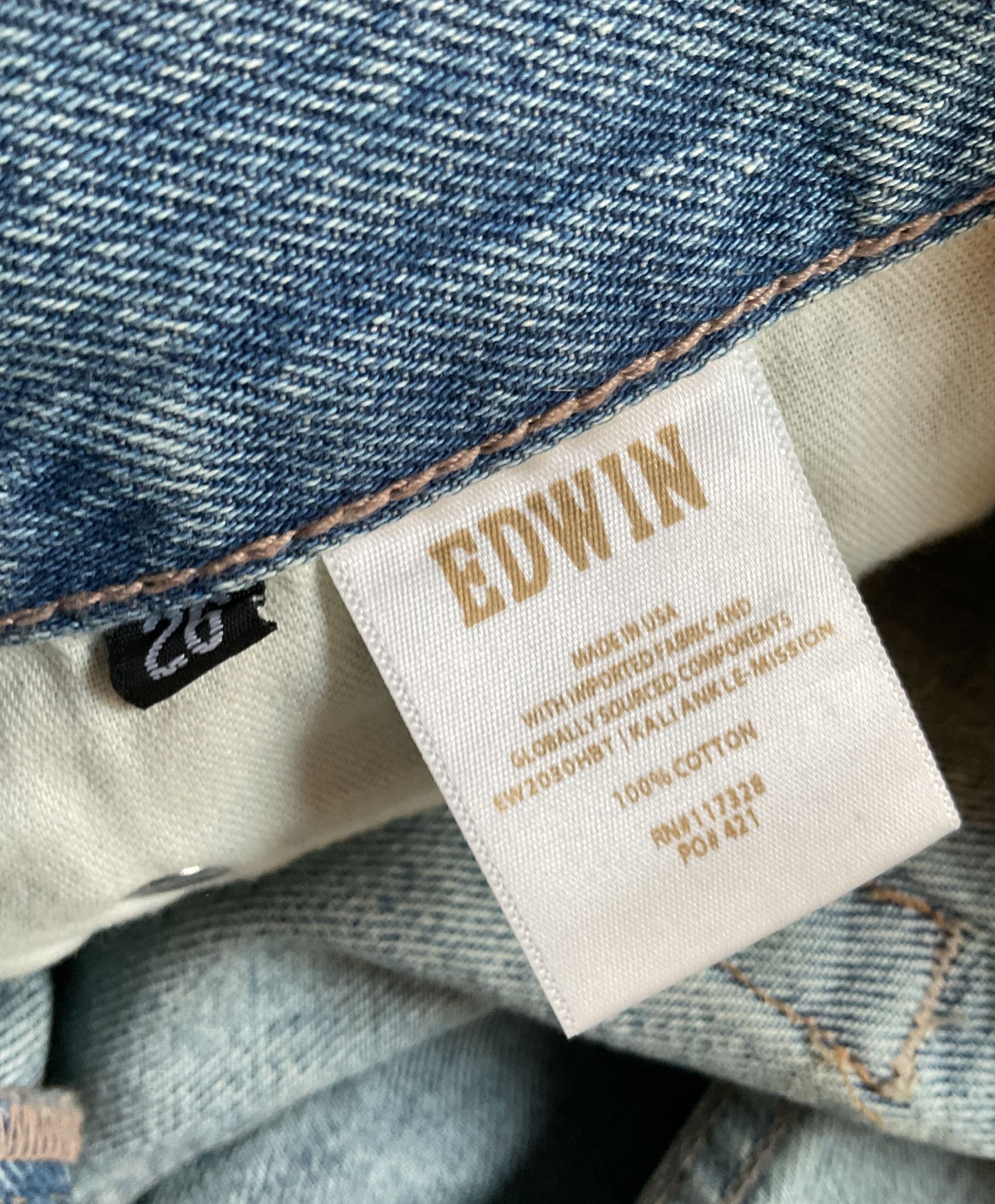 Edwin Kali Women's Mission Vintage Straight Ankle Jeans Size 26 Made in The USA