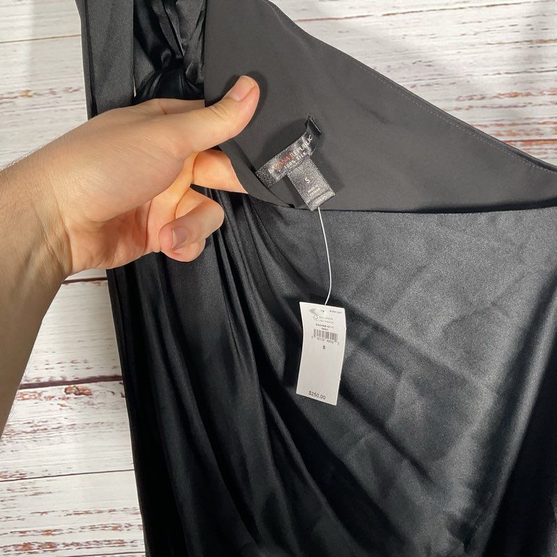 NWT Banana Republic Black Silk Asymmetrical Cocktail Evening Dress - Size S