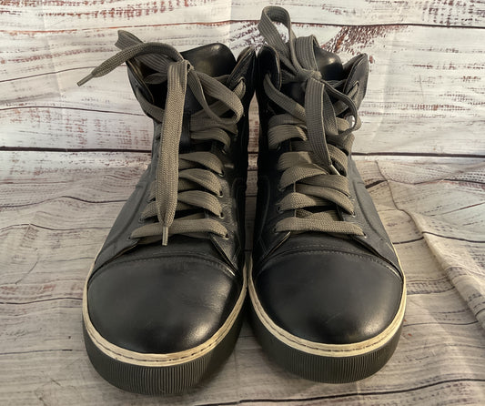 Lanvin Leather DDB0 High-Top Sneakers Navy Blue 10