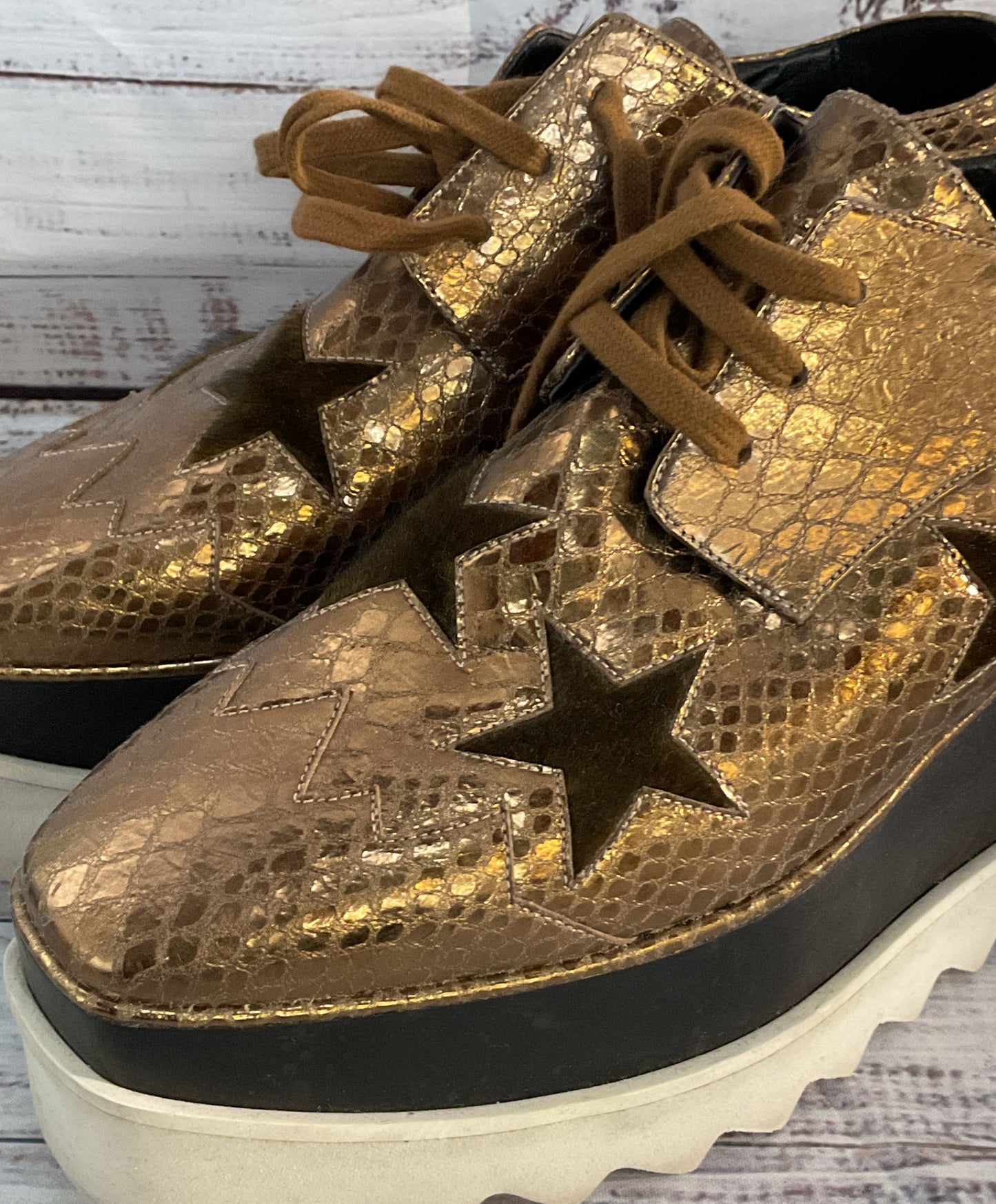 Stella McCartney Elyse Platform Star Oxfords Sneakers Bronze 6.5