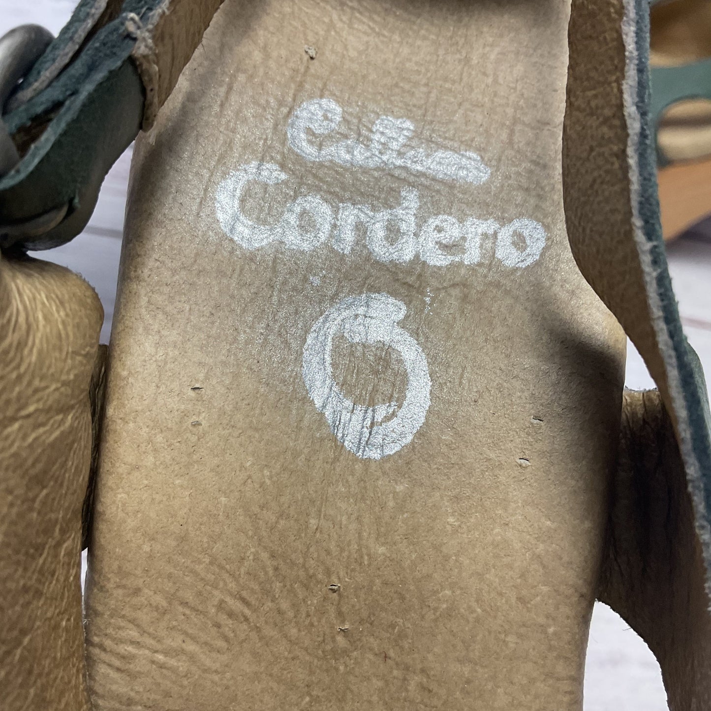 Colleen Cordero Green Leather Wooden Clog Platform Heel Women Size 7