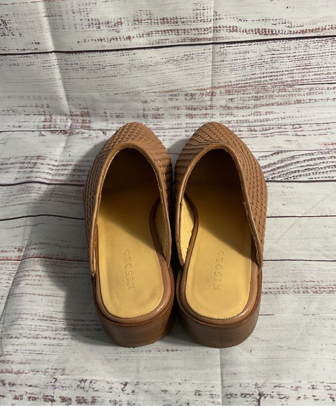 Nisolo Ama Basketweave Leather Mule Woven Almond Women's Size 7.5 Sandals