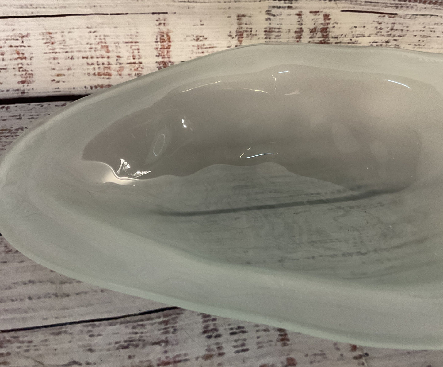 Annieglass Vintage Abalone Frosted Glass Trinket Bowl Aqua