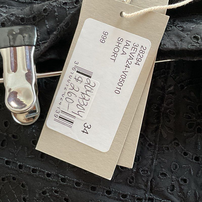 NWT VANESSA BRUNO Paris Women's Black Wide Leg High Waist Shorts- SZ 34/0 US