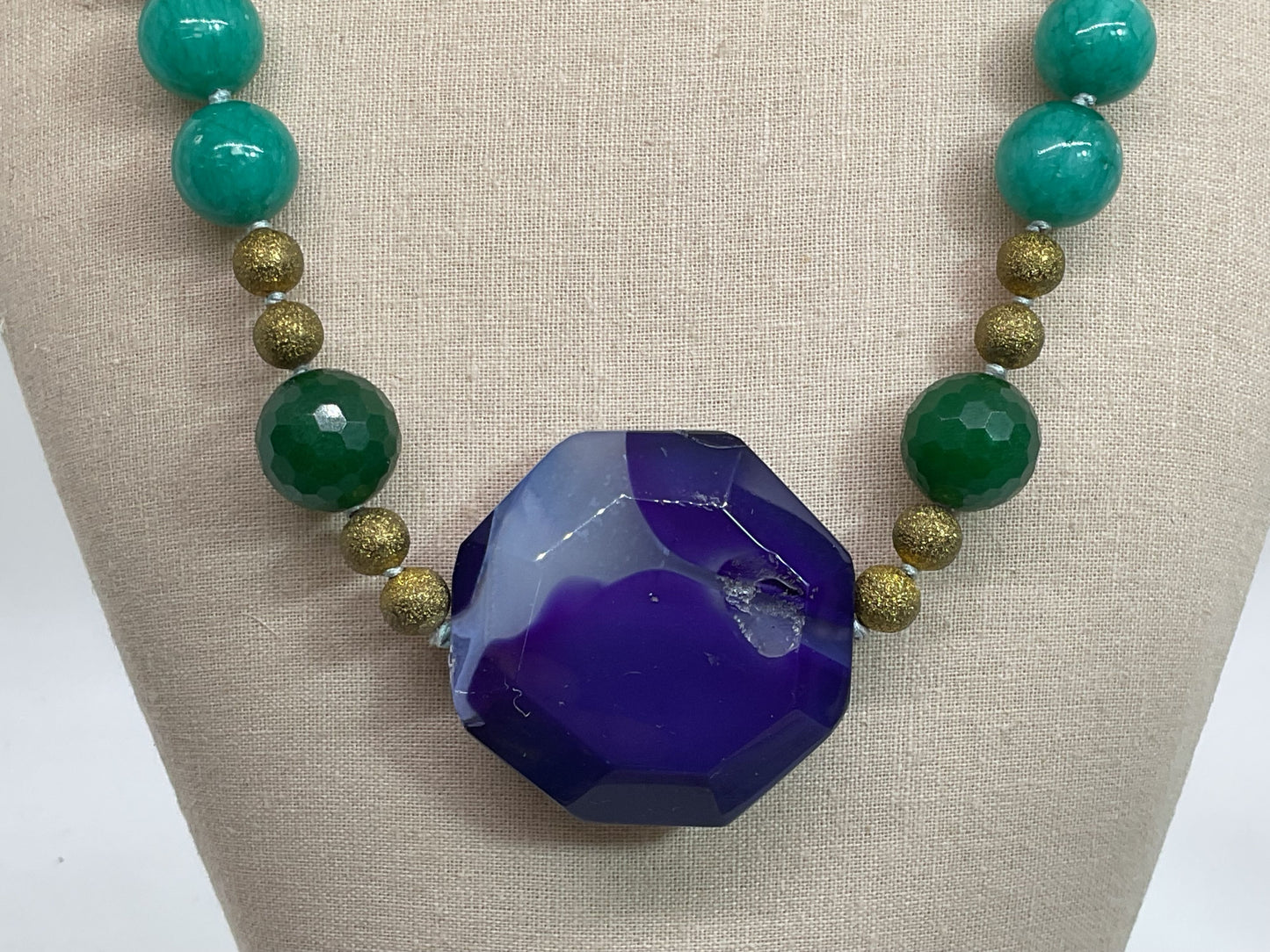 Multi Gemstone Beaded Chuncky Necklace- 37"