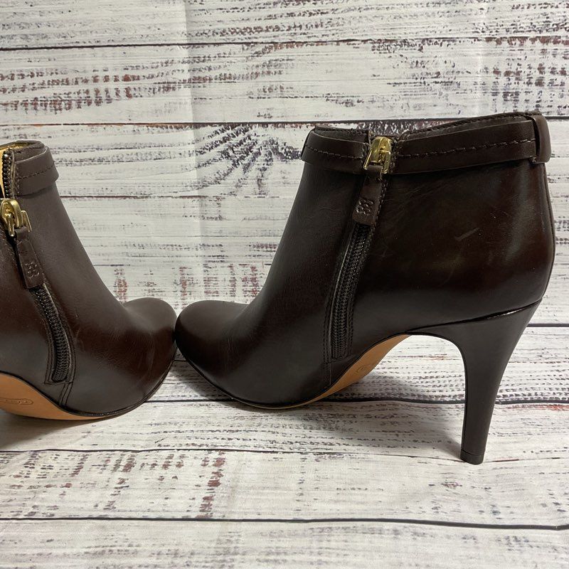 Coach Biancca Brown Leather Heel Booties Women's Size 8 Boots
