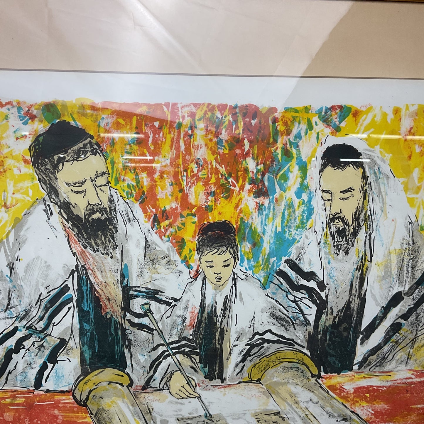Rabbis Teach Boy Reading The Torah Scroll Judaica Print Bertoldo Taubert 49/200