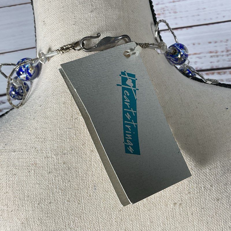 NWT HEARTSTRINGS Sterling Silver Clasp Glass Beaded Necklace- 32"