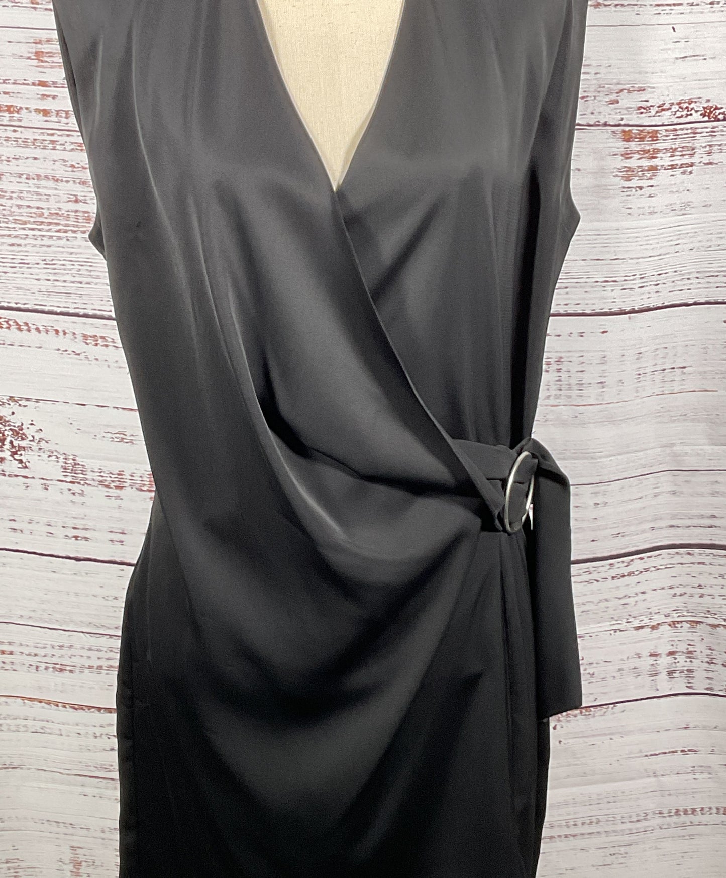 AllSaints Callie Wrap Side Buckle Dress Black M