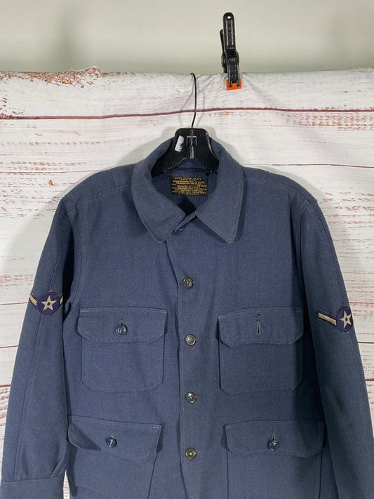 Vintage Army USA Military Heavy Flying Wool Utility Jacket Type A 1-A Blue USAF
