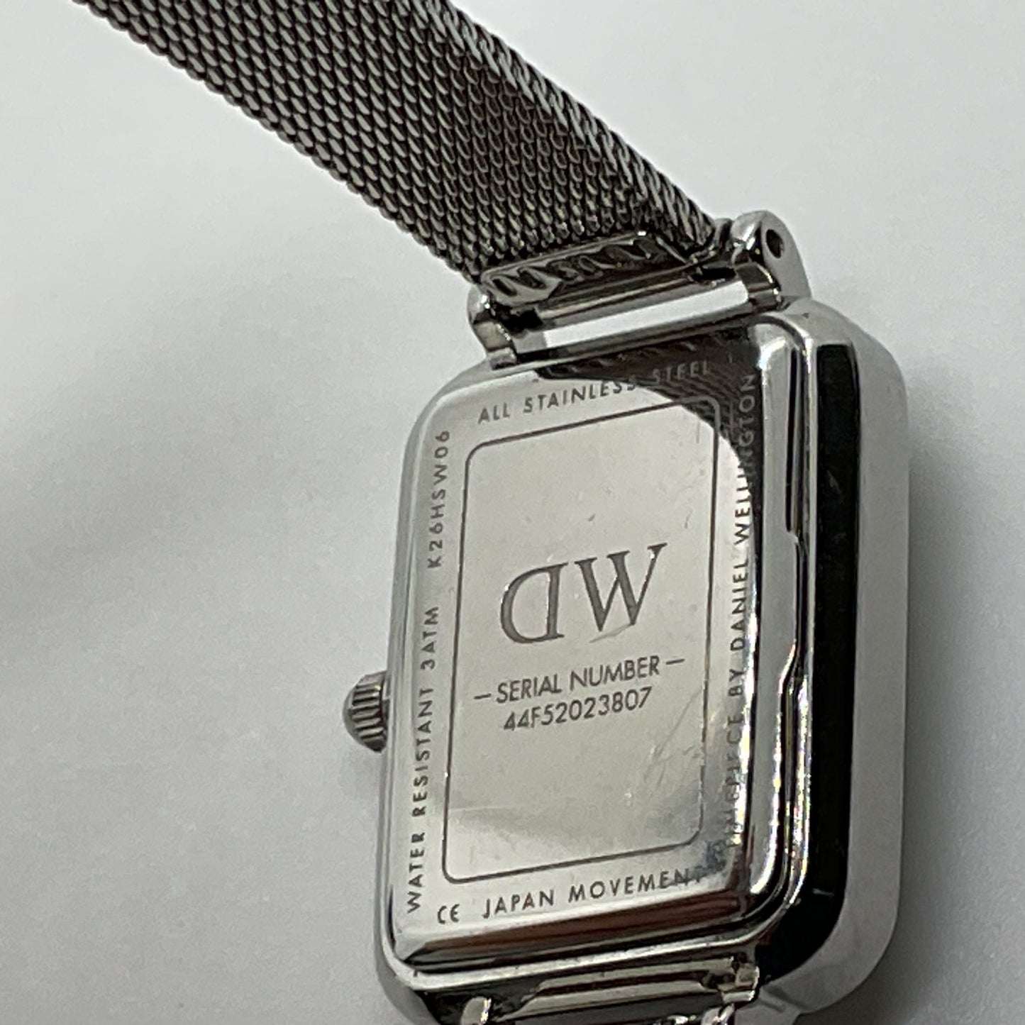 DANIEL WELLINGTON Silver Tone Rectangle Mesh Band Women's Watch