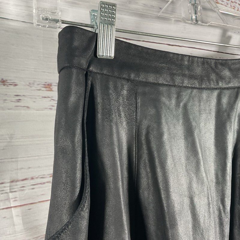 ASOS Black Leather Paneled Pocketed Flare Midi Skirt Size 2 US