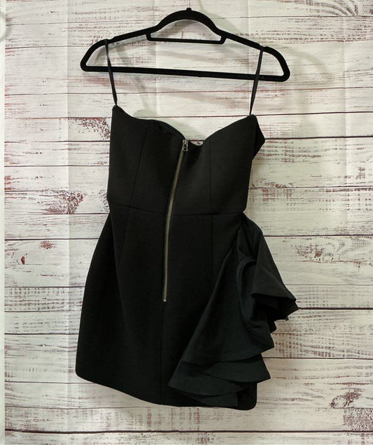 Women's Vatanika Black Strapless Cocktail Dress with side ruffle Size 4