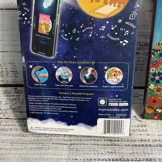 Moonlite Storytime App Compatible Mini Projector w/ Mulan, Uni The Unicorn Reels